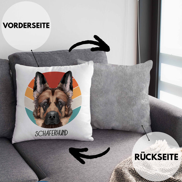 Schäferhund Besitzer Kissen mit Füllung 40x40 Geschenk Lustiger Spruch Geschenkidee Schäferhund Mama Papa (Grau) Grau Trendation