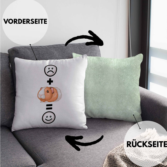 Meerschweinchen Kissen mit Füllung 40x40 Geschenk für Meerschweinchen Besitzer :( + Meerschweinchen = :) Lustige Geschenkidee Geburtstag (Grau) Grün Trendation