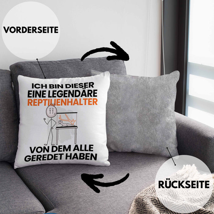 Reptilienhalter Geschenk Kissen mit Füllung 40x40 Lustige Geschenkidee Geburtstag für Reptilienhalter Ich Bin Dieser Legendäre Reptilienhalter Von Dem Alle Geredet Haben (Grau) Grau Trendation