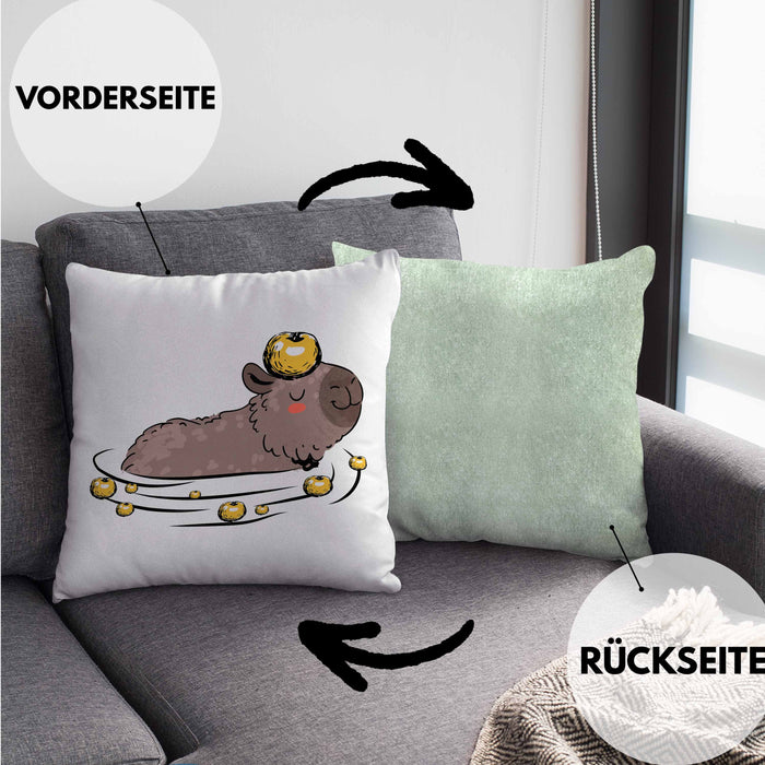 Kissen mit Füllung 40x40 mit Capybara-Motiv Geschenk für Capybara Liebhaber (Grau) Grün Trendation