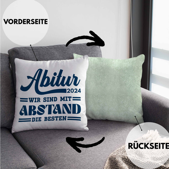 Abi 2024 Kissen mit Füllung 40x40 Geschenk Abi Bestanden Abitur Abschluss Geschenkidee (Grau) Grün Trendation