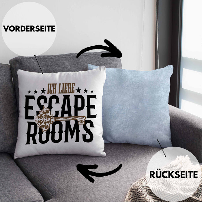 Escape Room Lustige Kissen mit Füllung 40x40 Escape Room Fans Geschenkidee (Grau) Blau Trendation