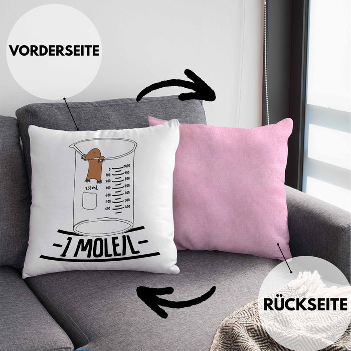 Chemiker Kissen mit Füllung 40x40 Lustiger Maulwurf Mole Per Liter Chemie Avogadro's Chemiker Kissen mit Füllung 40x40 (Grau) Rosa Trendation