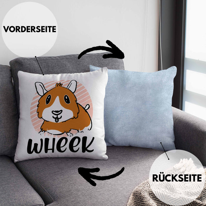 Meerschweinchen Geschenk Kissen mit Füllung 40x40 Spruch Meerschweinchen-Besitzerin Geschenkidee Wheek (Grau) Blau Trendation