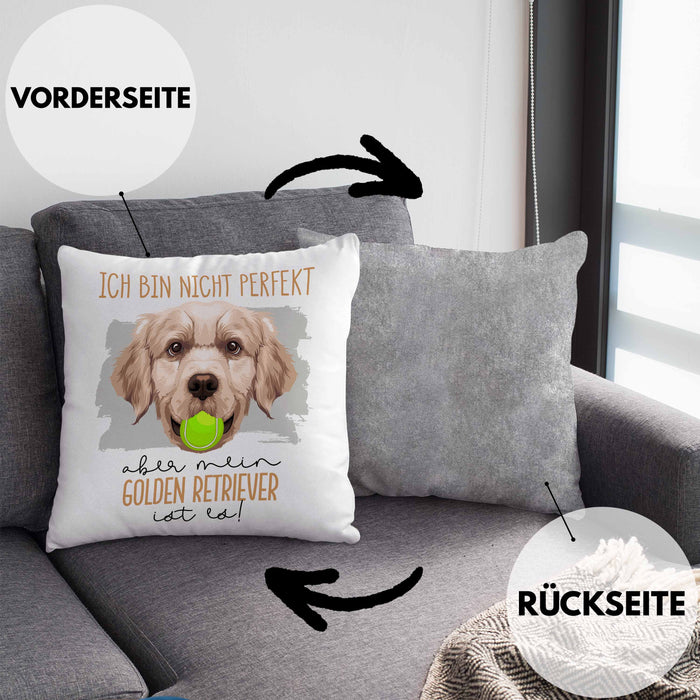Golden Retriever Besitzer Kissen mit Füllung 40x40 Geschenk Lustiger Spruch Geschenkidee Besitzerin Ich Bin Nicht toll Aber Mein Golden Retriever Ist Es (Grau) Grau Trendation