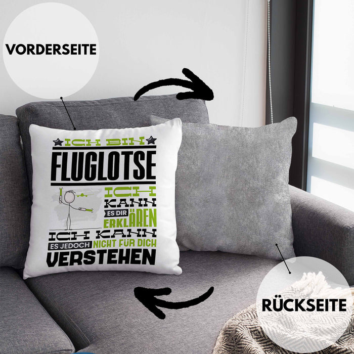 Fluglotse Geschenk Kaffee-Kissen mit Füllung 40x40 Geschenkidee für Fluglotse Ich Bin Fluglotse Ich Kann Es Dir Erklären Jedoch Nicht Für Dich Verstehen Spruch Lustig (Grau) Grau Trendation