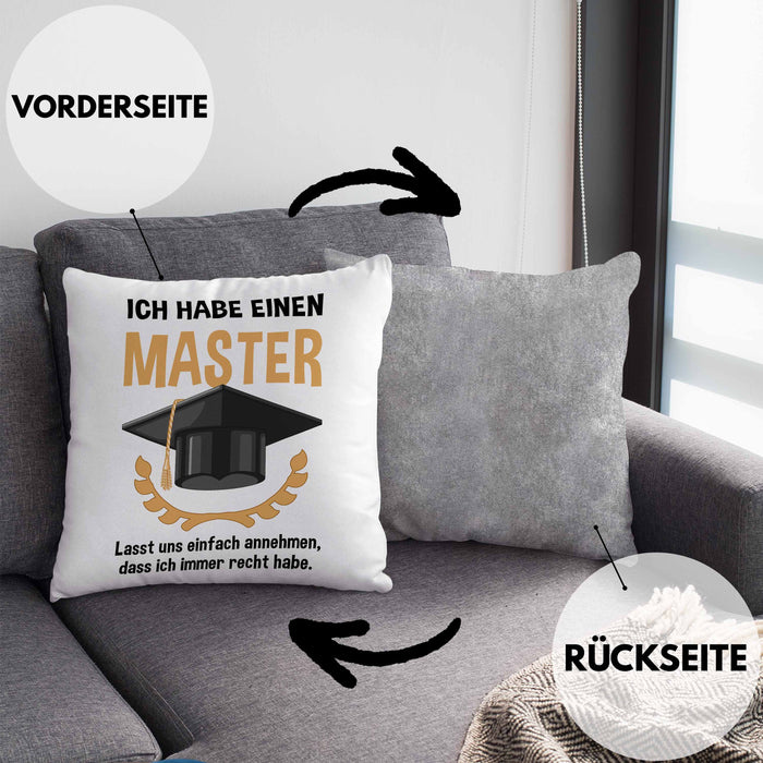 Master Prüfung Kissen mit Füllung 40x40 bestanden Geschenk Abschluss Masterarbeit Exam Prüfung Graduation (Grau) Grau Trendation