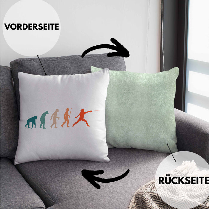 Lustige Fechten-Kissen mit Füllung 40x40 Geschenk für Fechter Evolution (Grau) Grün Trendation