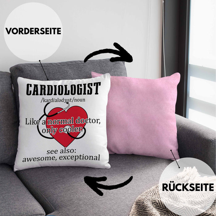 Kardiologe Geschenk Kissen mit Füllung 40x40 Cardiologist Definition Ekg Herz Kardiologie (Grau) Rosa Trendation
