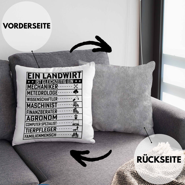 Landwirt Geschenk Kissen mit Füllung 40x40 Lustiger Spruch Geschenkidee Ein Landwirt Ist Gleichzeitig Ein (Grau) Grau Trendation