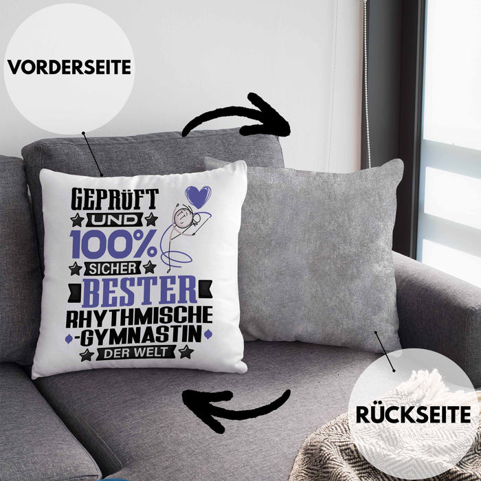 RhythmischeGymnastin Geschenk Lustiger Spruch für RhythmischeGymnastin Geschenkidee Bester RhythmischeGymnastin Der WeltKissen mit Füllung 40x40 (Grau) Grau Trendation