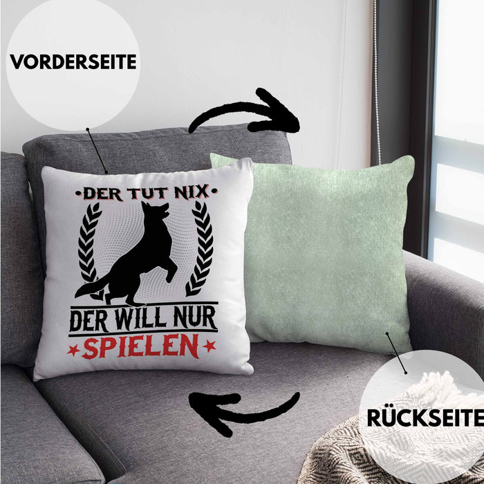 Hund Kissen mit Füllung 40x40 Geschenk Hunde-Besitzer Geschenkidee (Grau) Grün Trendation