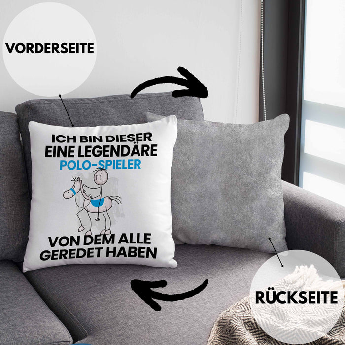 Polo-Spieler Geschenk Kissen mit Füllung 40x40 Lustige Geschenkidee Geburtstag für Polo-Spieler Ich Bin Dieser Legendäre Polo-Spieler Von Dem Alle Geredet Haben (Grau) Grau Trendation