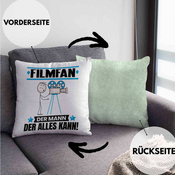 Filmfan Kissen mit Füllung 40x40 Geschenk für Filmfan Der Mann Der Alles Kann Geschenkidee zum Geburtstag (Grau) Grün Trendation