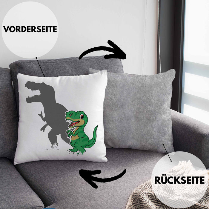 T-Rex Kissen mit Füllung 40x40 Geschenk Schatten Dinosaurier-Liebhaber Geschenkidee Jungs Geburtstag (Grau) Grau Trendation