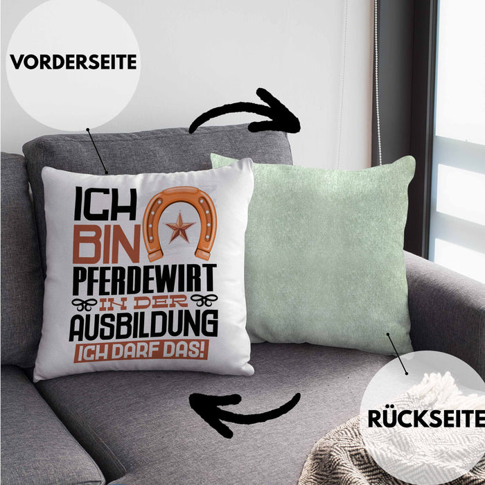 Pferdewirt Ausbildung Kissen mit Füllung 40x40 Geschenk Ich Bin Pferdewirt In Der Ausbildung Ich Darf Das Geschenkidee Spruch (Grau) Grün Trendation