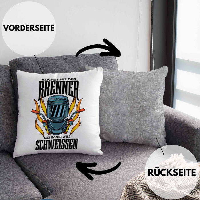 Schweißen Kissen mit Füllung 40x40 Geschenk Schmied Schweißer Geschenkidee Metallbauer (Grau) Grau Trendation