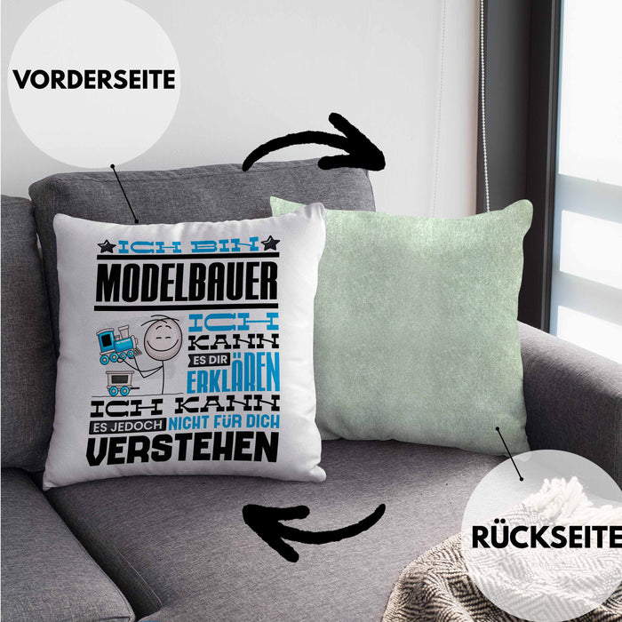 Modelbauer Geschenk Kaffee-Kissen mit Füllung 40x40 Geschenkidee für Modelbauer Ich Bin Modelbauer Ich Kann Es Dir Erklären Jedoch Nicht Für Dich Verstehen Spruch Lustig (Grau) Grün Trendation