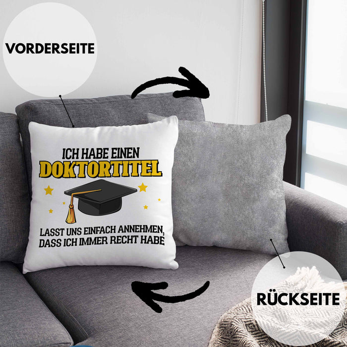 Lustige Kissen mit Füllung 40x40 Doktortitel Bestanden- Geschenk Bestandene Prüfung (Grau) Grau Trendation