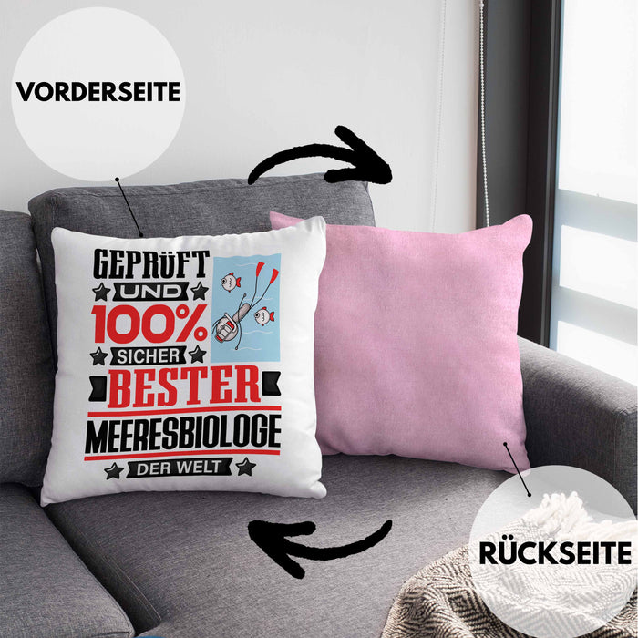 Meeresbiologe Geschenk Lustiger Spruch für Meeresbiologe Geschenkidee Bester Meeresbiologe Der WeltKissen mit Füllung 40x40 (Grau) Rosa Trendation