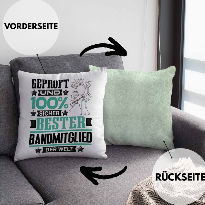 Bandmitglied Geschenk Lustiger Spruch für Bandmitglied Geschenkidee Bester Bandmitglied Der WeltKissen mit Füllung 40x40 (Grau) Grün Trendation