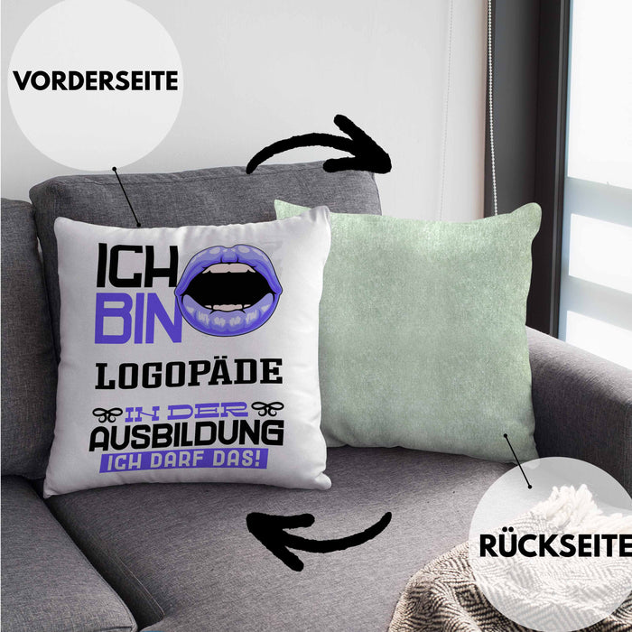 Logopäde Ausbildung Kissen mit Füllung 40x40 Geschenk Ich Bin Logopäde In Der Ausbildung Ich Darf Das Geschenkidee Spruch (Grau) Grün Trendation