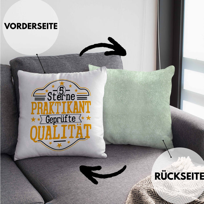 Praktikant Kissen mit Füllung 40x40 Geschenk Für Praktikanten Geschenkidee Geprüfte Qualität (Grau) Grün Trendation