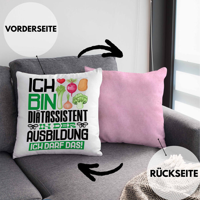 Diätassistent Ausbildung Kissen mit Füllung 40x40 Geschenk Ich Bin Diätassistent In Der Ausbildung Ich Darf Das Geschenkidee Spruch (Grau) Rosa Trendation