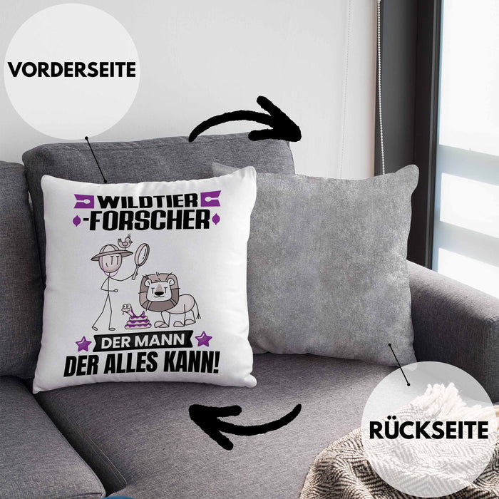 Wildtierforscher Kissen mit Füllung 40x40 Geschenk für Wildtierforscher Der Mann Der Alles Kann Geschenkidee zum Geburtstag (Grau) Grau Trendation