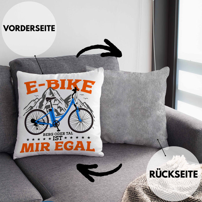 Lustige Kissen mit Füllung 40x40 E-Bike Fans Geschenk E-Bike Sprüche Geschenkidee (Grau) Grau Trendation