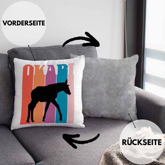 Lustige Okapi Kissen mit Füllung 40x40 Geschenk für Okapi Liebhaber Grafik (Grau) Grau Trendation