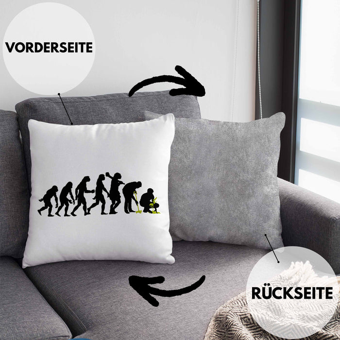 Gärtner Evolution Kissen mit Füllung 40x40 mit Spruch Garten Hobbygärtner Gärtner Geschenk Lustig Gärtnerin Geschenkidee (Grau) Grau Trendation