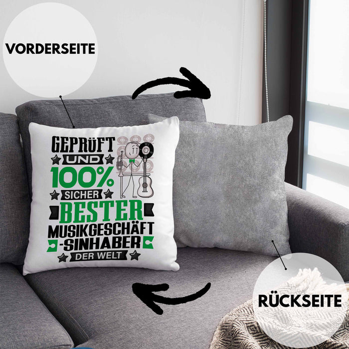 Musikgeschäftsinhaber Geschenk Lustiger Spruch für Musikgeschäftsinhaber Geschenkidee Bester Musikgeschäftsinhaber Der WeltKissen mit Füllung 40x40 (Grau) Grau Trendation