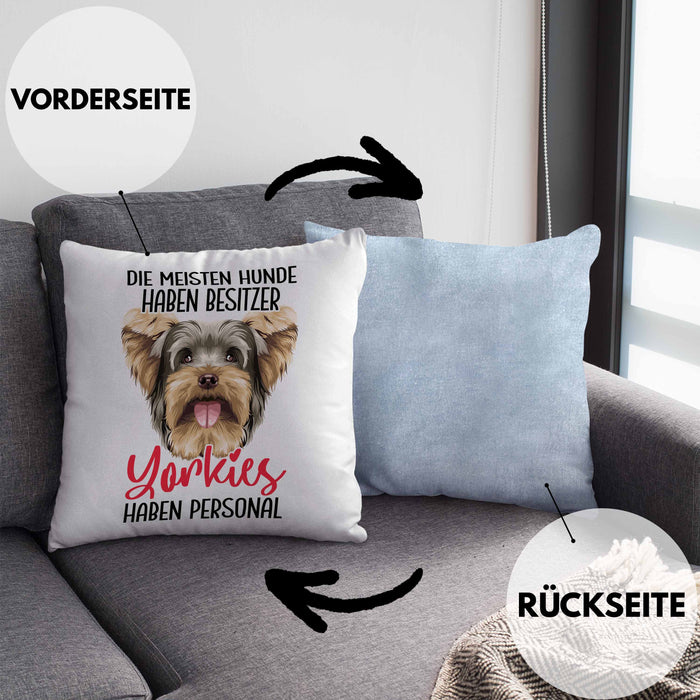 Yorkie-Besitzer Geschenk Kissen mit Füllung 40x40 Hund Yorkie Liebhaber Geschenkidee Die Meisten Hunde Haben Besitzer Yorkies Haben Personal (Grau) Blau Trendation