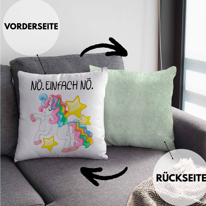 Lustige Nö Einfach Nö Kissen mit Füllung 40x40 Mit Spruch Einhorn Geschenk Mama Freundin Kollegin Geschenkidee Arbeit Frauen (Grau) Grün Trendation