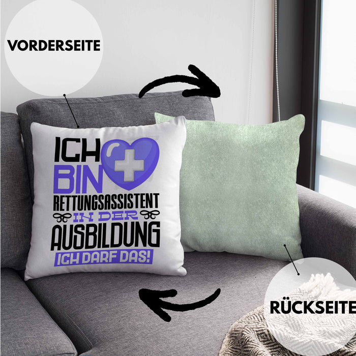 Rettungsassistent Ausbildung Kissen mit Füllung 40x40 Geschenk Ich Bin Rettungsassistent In Der Ausbildung Ich Darf Das Geschenkidee Spruch (Grau) Grün Trendation