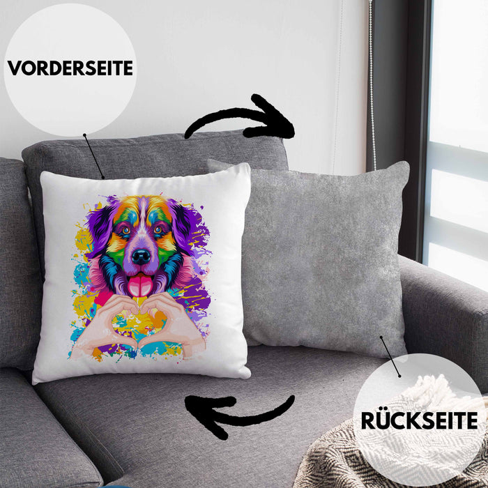 Berner Sennen Besitzer Farbe Love Kissen mit Füllung 40x40 Geschenk Lustiger Spruch Geschenkidee Berner Sennen Besitzerin (Grau) Grau Trendation