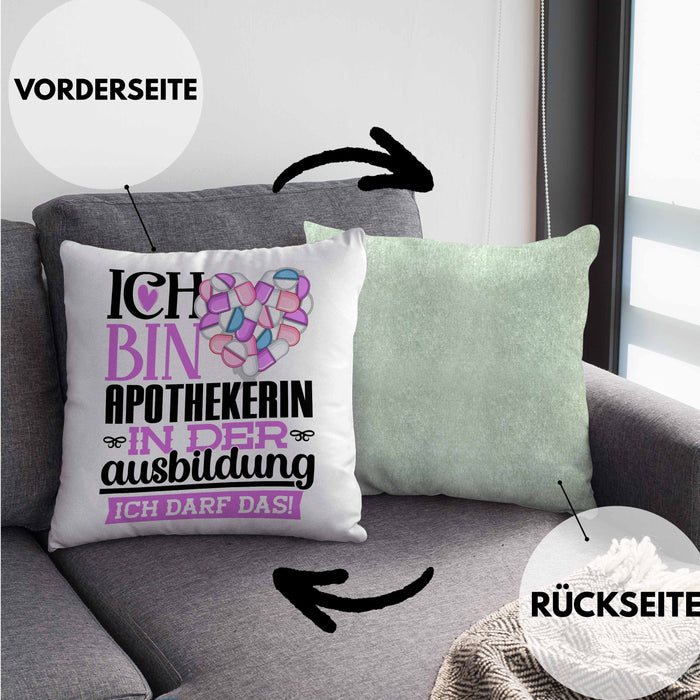 Apothekerin Ausbildung Start Geschenk Kissen mit Füllung 40x40 Ich Bin Apothekerin In Der Ausbildung Ich Darf Das Geschenkidee (Grau) Grün Trendation