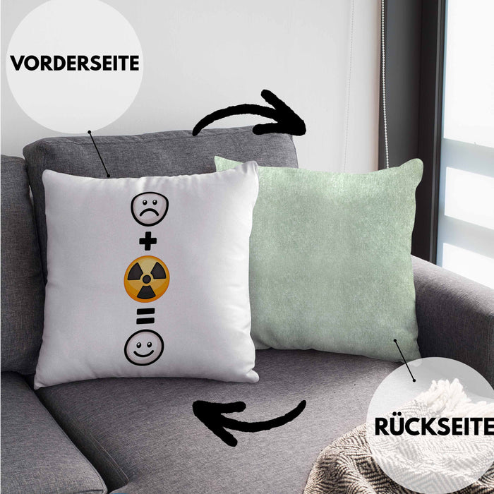 Radiologie Kissen mit Füllung 40x40 Geschenk für Radiologe Lustige Geschenkidee :( + Radiologie = :) (Grau) Grün Trendation