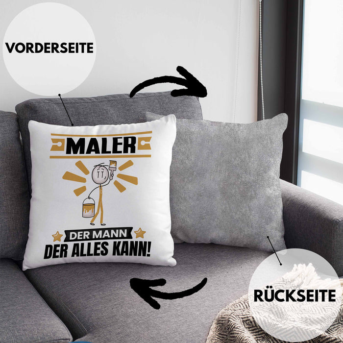 Maler Kissen mit Füllung 40x40 Geschenk für Maler Der Mann Der Alles Kann Geschenkidee zum Geburtstag (Grau) Grau Trendation