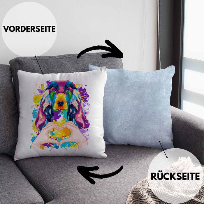 Cocker Spaniel Besitzer Farbe Love Kissen mit Füllung 40x40 Geschenk Lustiger Spruch Geschenkidee Cocker Spaniel Besitzerin (Grau) Blau Trendation