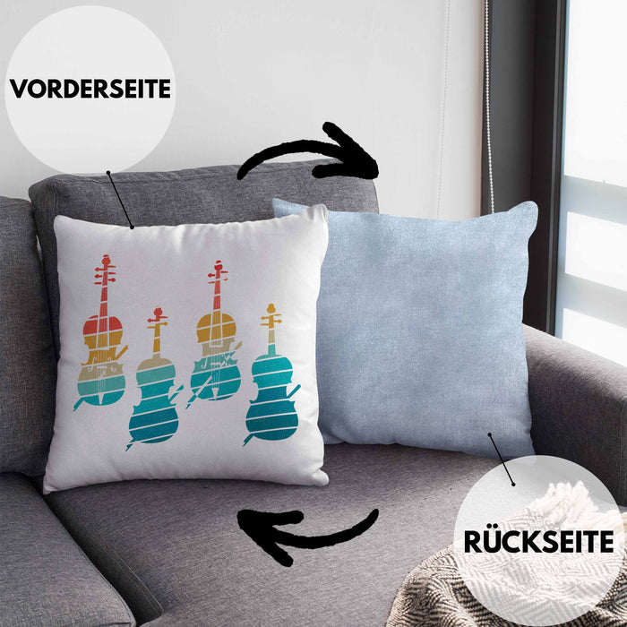 Geigenspieler Geschenk Kissen mit Füllung 40x40 Geigenspielerin Geigen Grafik Retro (Grau) Blau Trendation