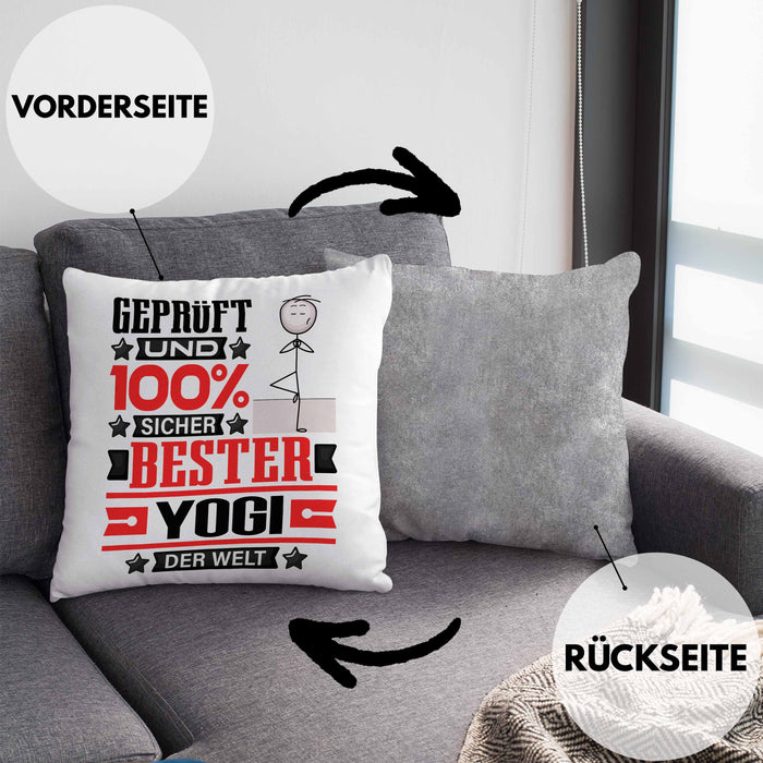 Yogi Geschenk Lustiger Spruch für Yogi Geschenkidee Bester Yogi Der WeltKissen mit Füllung 40x40 (Grau) Grau Trendation