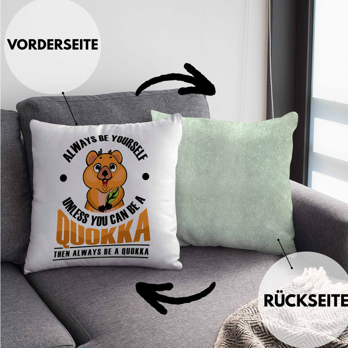 Lustige Kissen mit Füllung 40x40 Quokka-Motiv Geschenk für Quokka Liebhaber (Grau) Grün Trendation