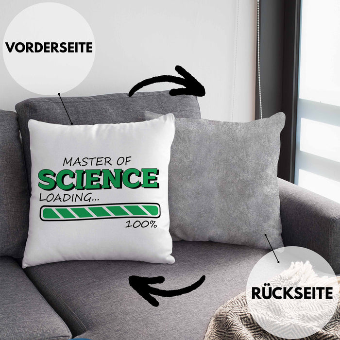 Lustige Kissen mit Füllung 40x40 "Master Of Science Loading" - Geschenkidee für Absolventen Master (Grau) Grau Trendation