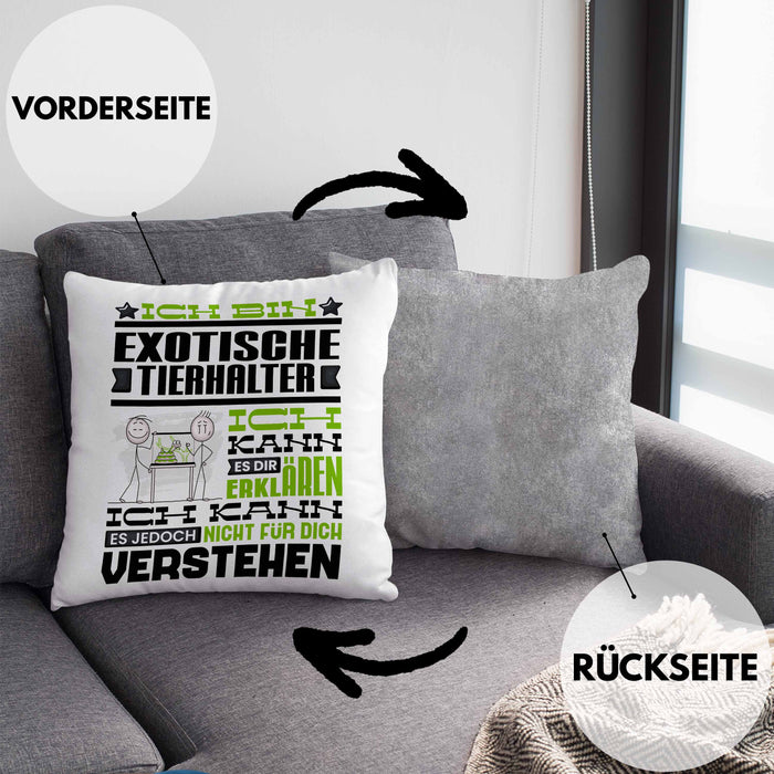 Exotische Tierhalter Geschenk Kaffee-Kissen mit Füllung 40x40 Geschenkidee für Exotische Tierhalter Ich Bin Exotische Tierhalter Ich Kann Es Dir Erklären Jedoch Nicht Für Dich Verstehen Spruch Lustig (Grau) Grau Trendation