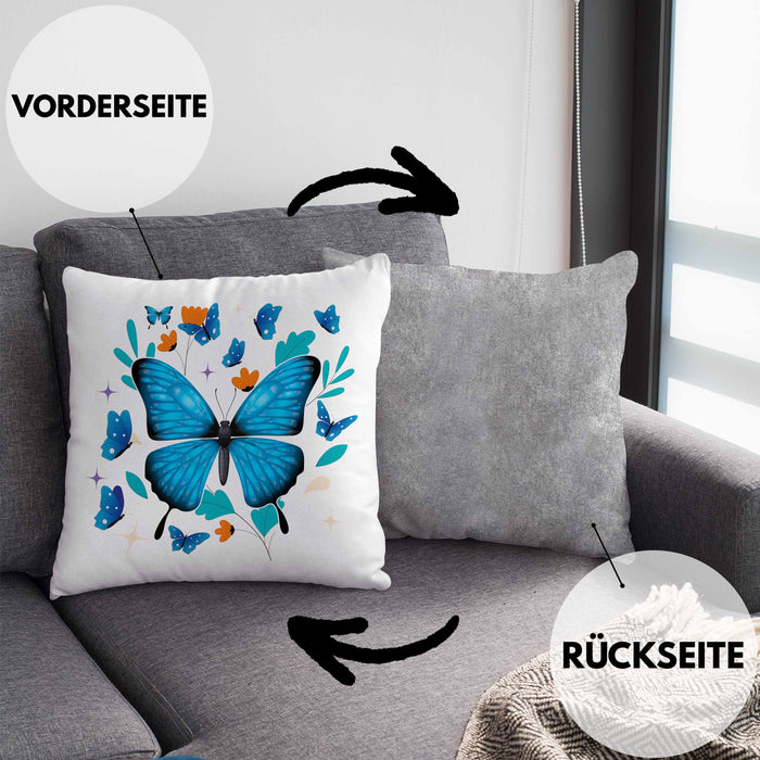 Schmetterling Kissen mit Füllung 40x40 Grafik Geschenkidee (Grau) Grau Trendation