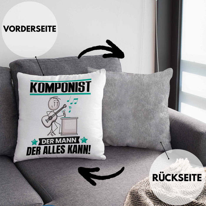 Komponist Kissen mit Füllung 40x40 Geschenk für Komponist Der Mann Der Alles Kann Geschenkidee zum Geburtstag (Grau) Grau Trendation