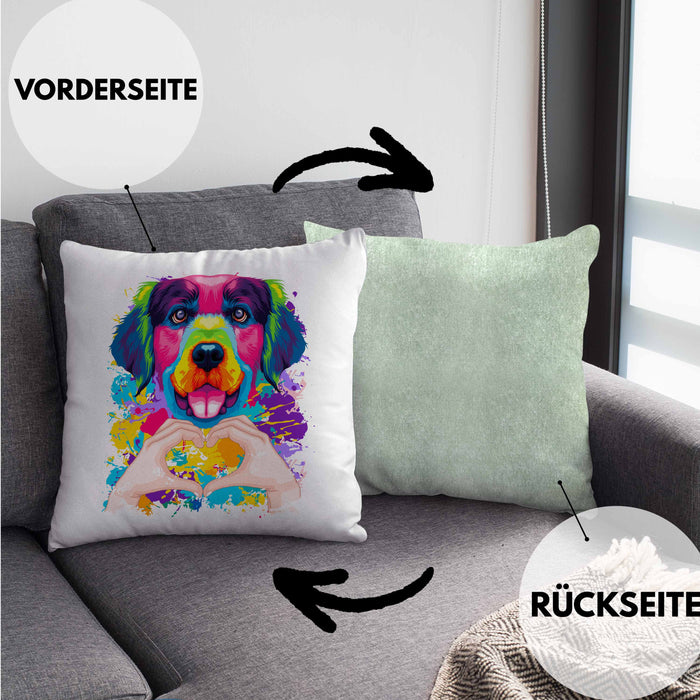 Golden Retriever Besitzer Farbe Love Kissen mit Füllung 40x40 Geschenk Lustiger Spruch Geschenkidee Golden Retriever Besitzerin (Grau) Grün Trendation