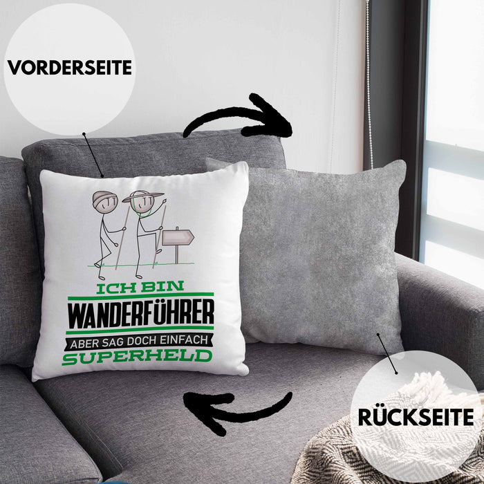Wanderführer Geschenk Kissen mit Füllung 40x40 Ich Bin Wanderführer Aber Sag Doch Einfach Superheld Lustige Geschenkdiee für Wanderführer (Grau) Grau Trendation